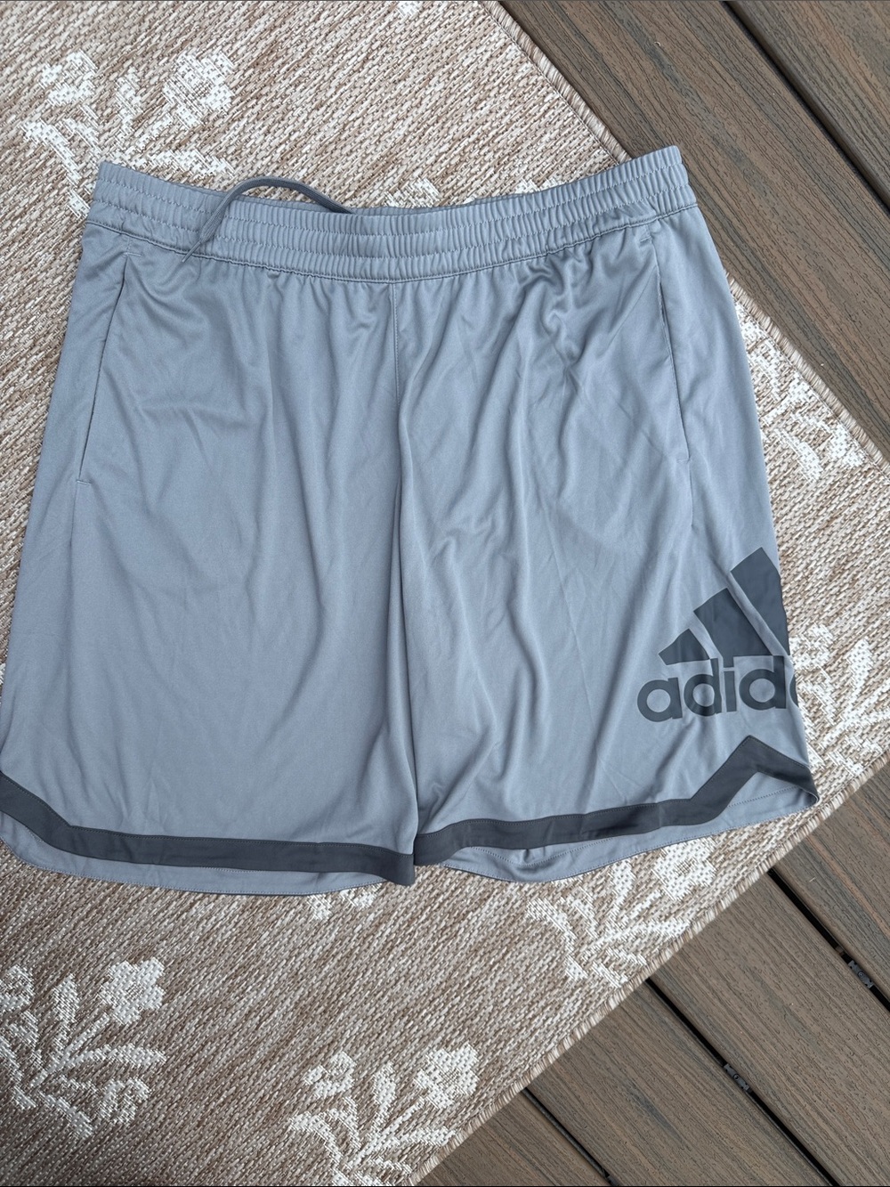 NWT adidas Men's Light Gray Athletic Shorts with Dark Gray Logo